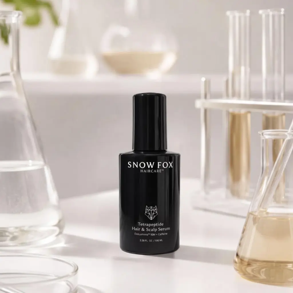 SNOW FOX Tetrapeptide Hair and Scalp Serum 100ml sprayed onto the scalp